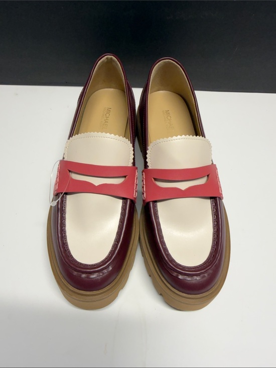 Michael Kors Shoes - Michael Kors Cream, Burgundy & Pink Leather Loafers